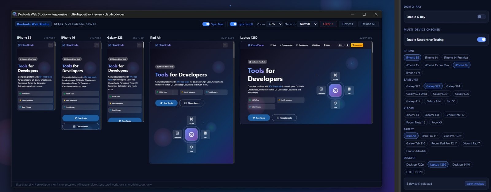 Multi-device Preview: ver o site em vários dispositivos